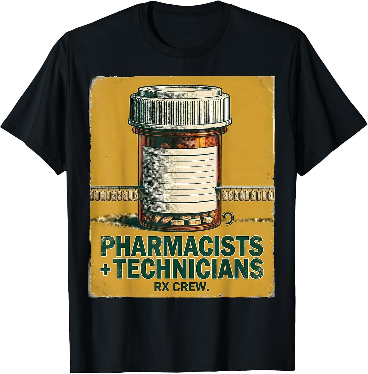 Men's Pharmacists + Technicians, Rx Crew Vintage Pharmacy Squad T-Shirt - Black