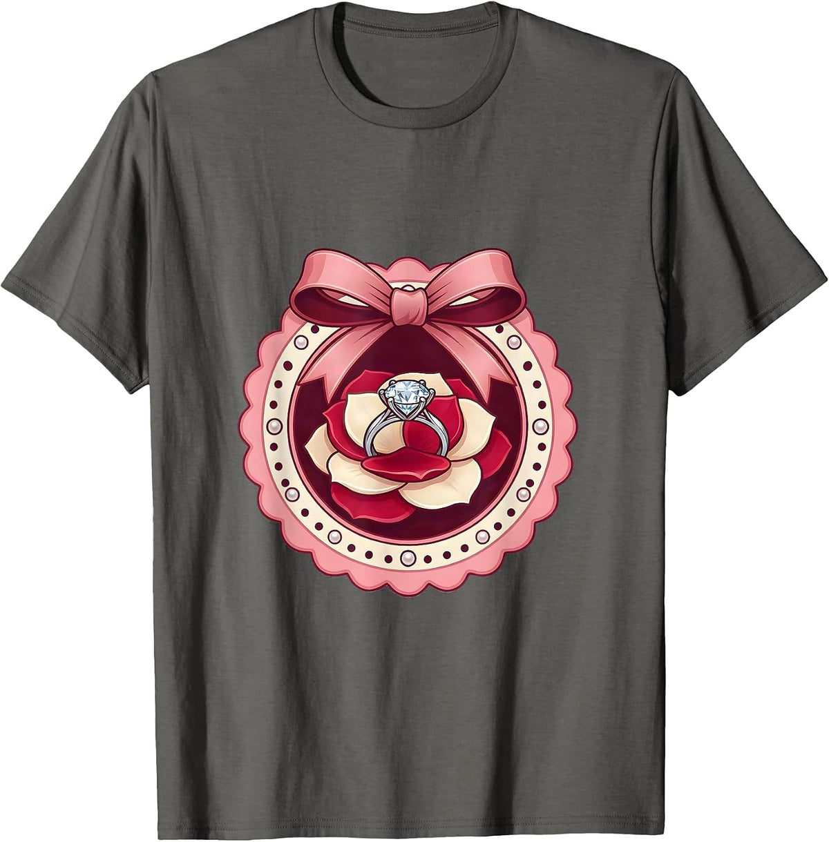 Men's Gigi Diamond Ring Rose Petal Graphic T-Shirt - Asphalt Grey
