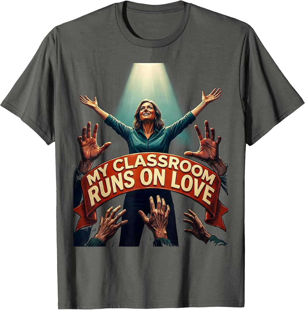 Men's My Classroom Runs On Love Sped Teacher Design T-Shirt - Asphalt Grey