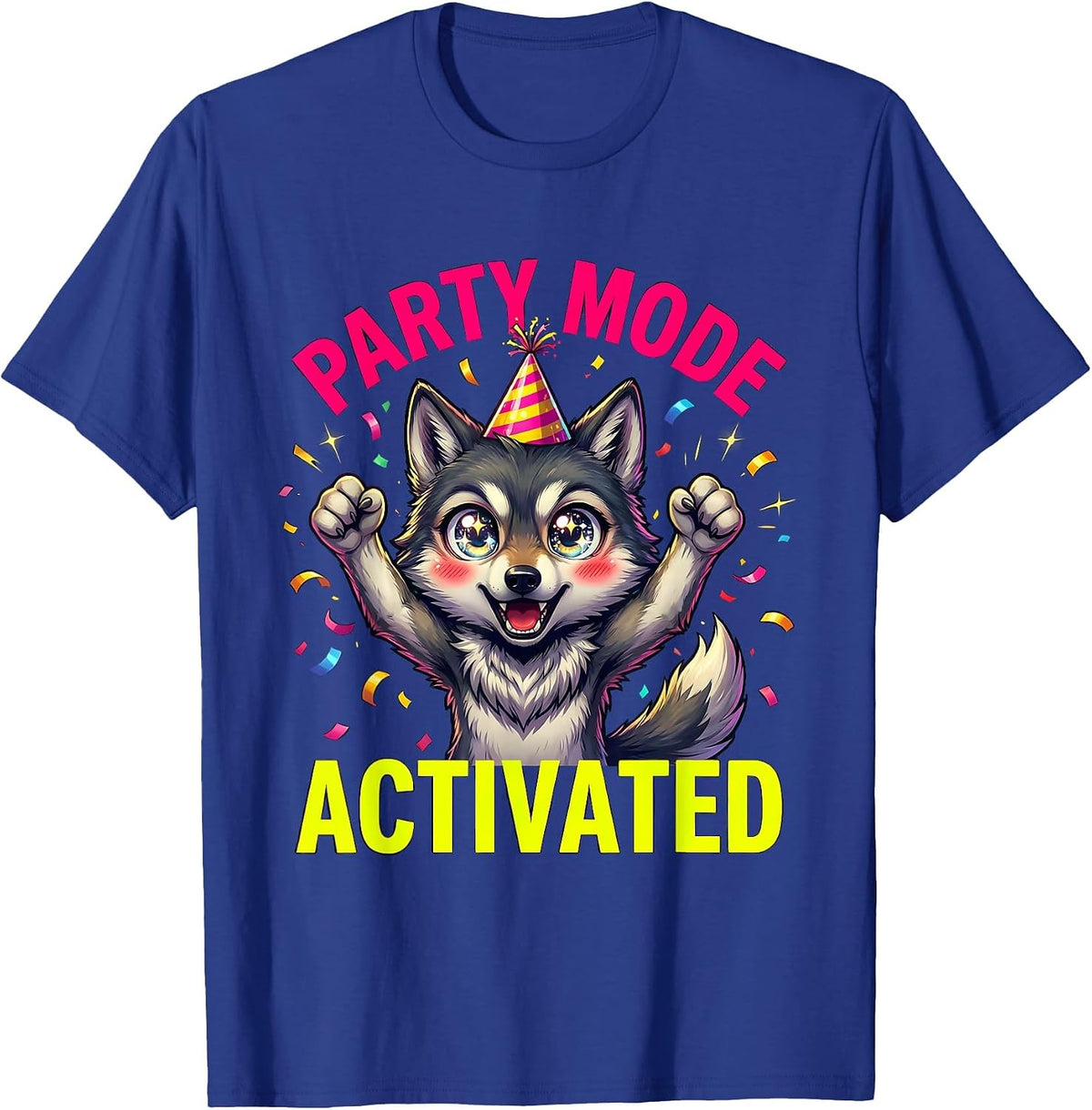 Party Mode Activated Party Animal Design T-Shirt - Royal Blue