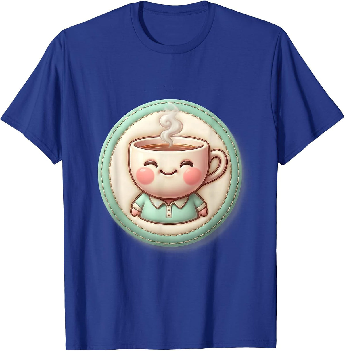 Cute Kawaii Teacup Character Tea Lover Humor T-Shirt - Royal Blue