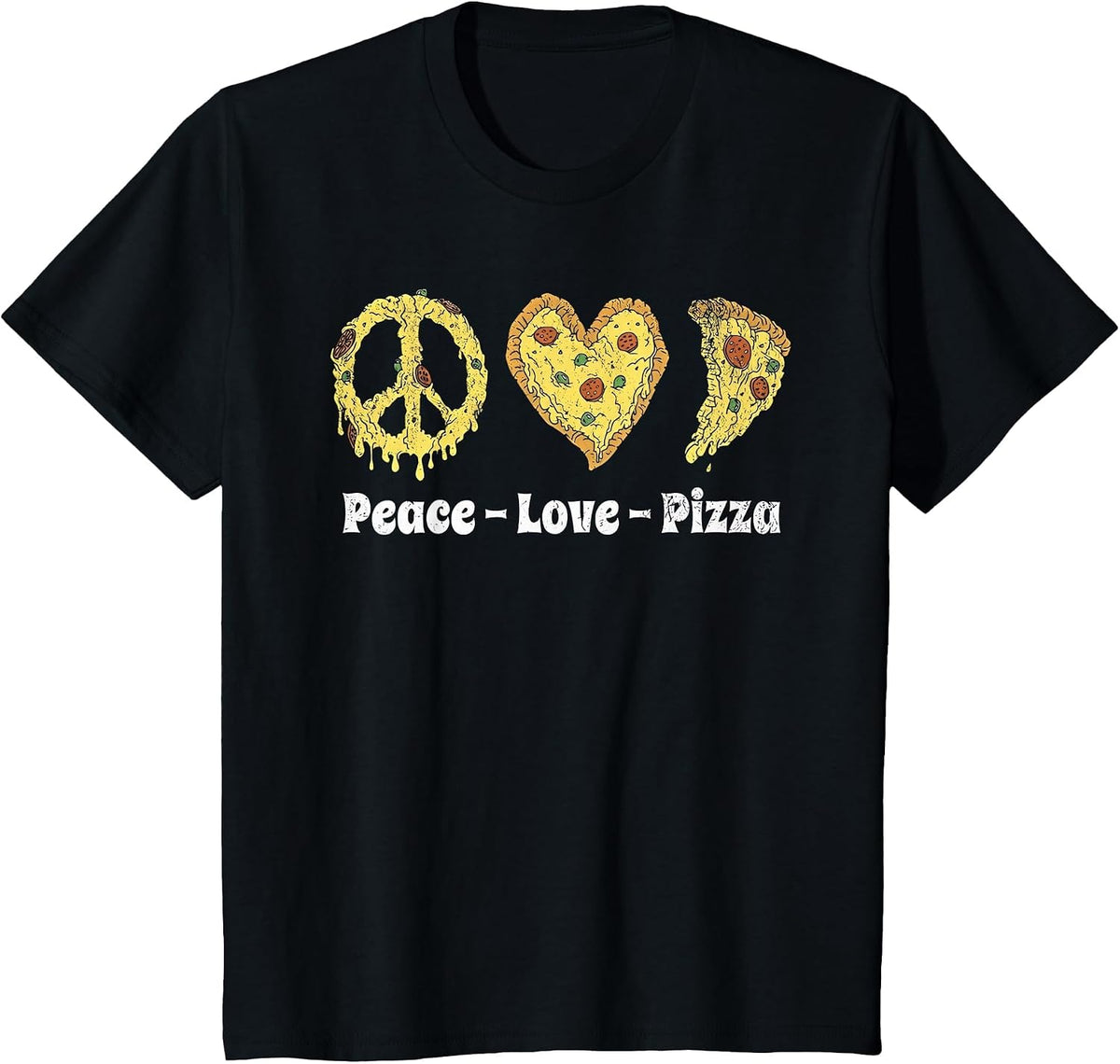 Peace Love Pizza T-Shirt - Black