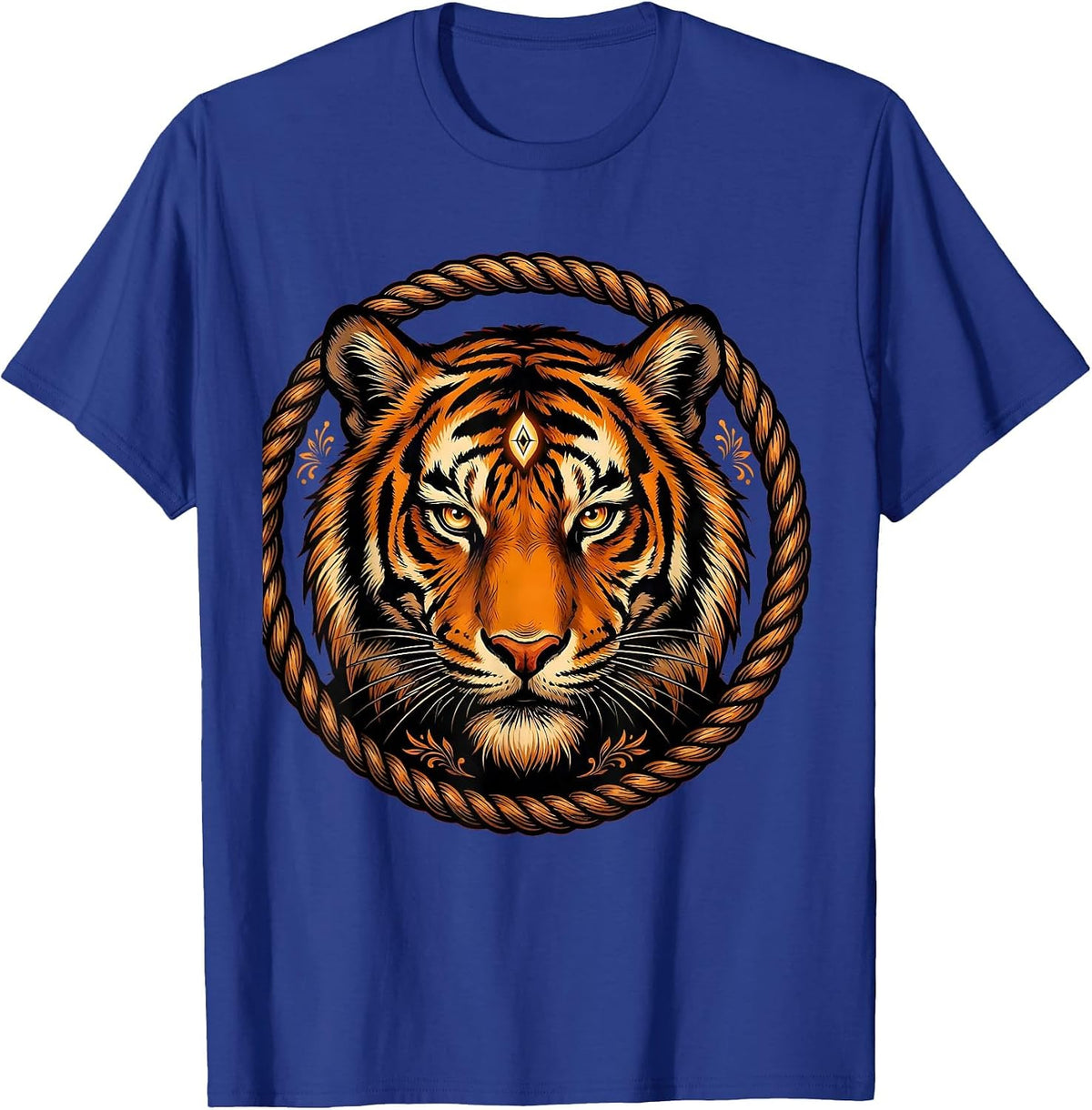 Men's Third Eye Tiger Mystical Wild Cat Graphic T-Shirt - Royal Blue