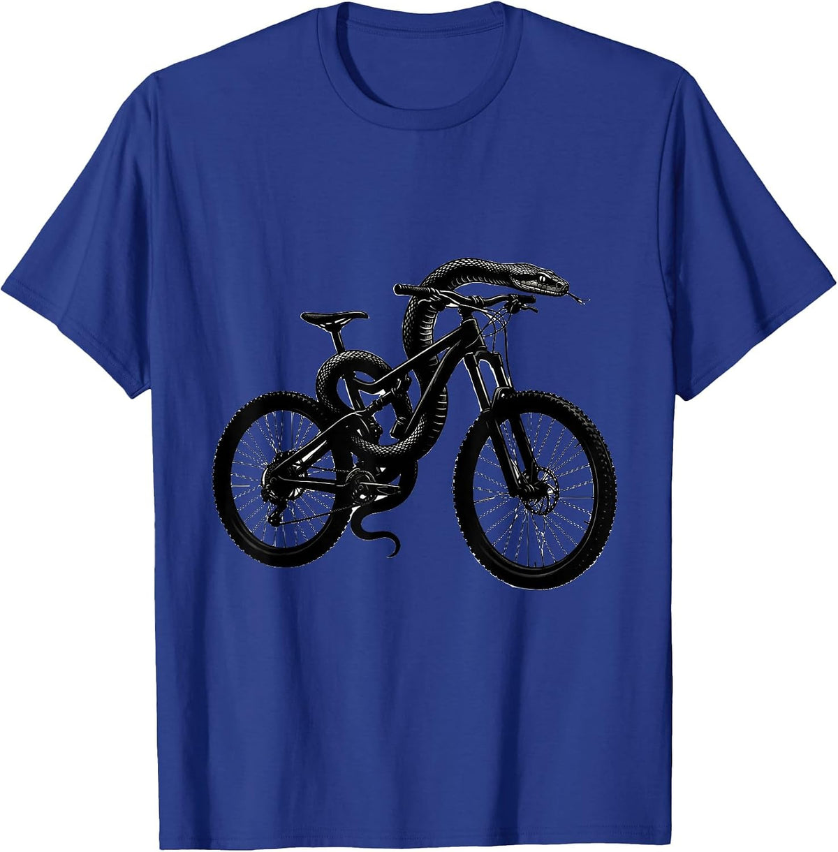 Snake Coiled Around Mountain Bike Frame Graphic T-Shirt - Royal Blue