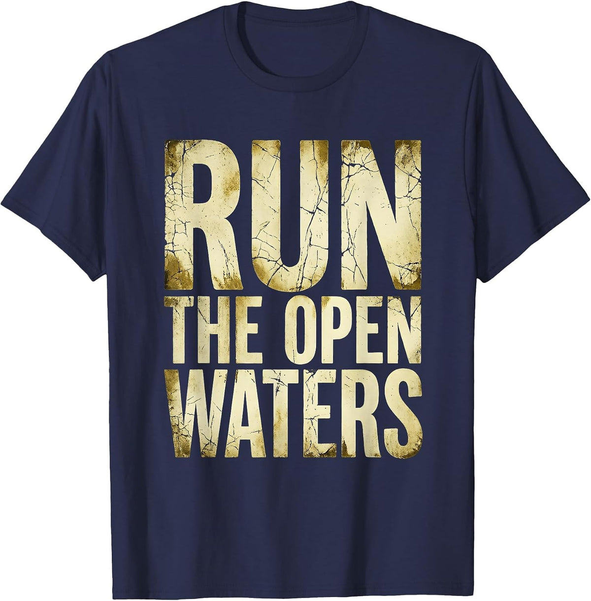 Run the Open Waters Navy Nautical Design T-Shirt - Navy Blue