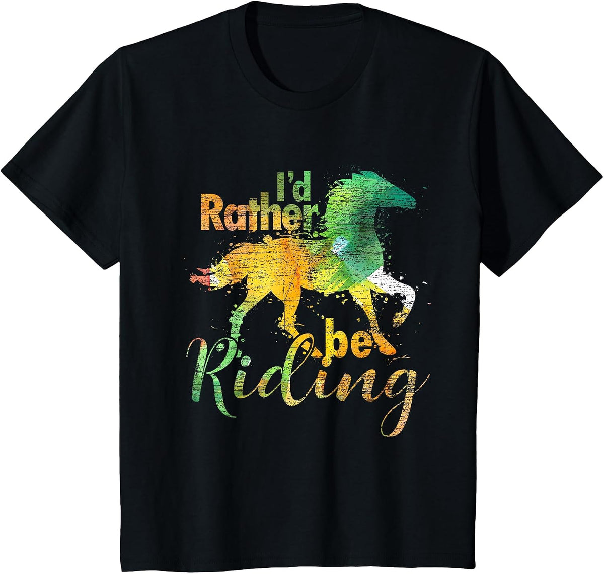 Id Rather Be Riding Funny Equestrian Animal Riding Horse T-Shirt - Black