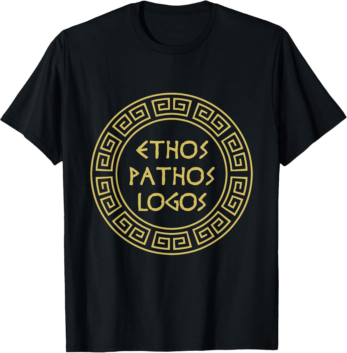 Ethos Pathos Logos Aristotle Greek Meander T-Shirt - Black