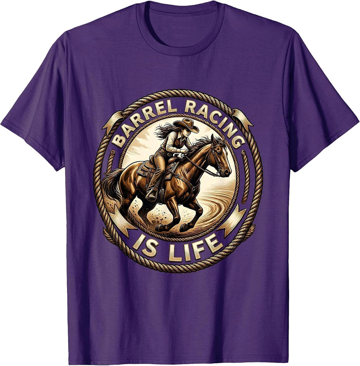 Barrel Racing Is Life Rodeo Design T-Shirt - Purple