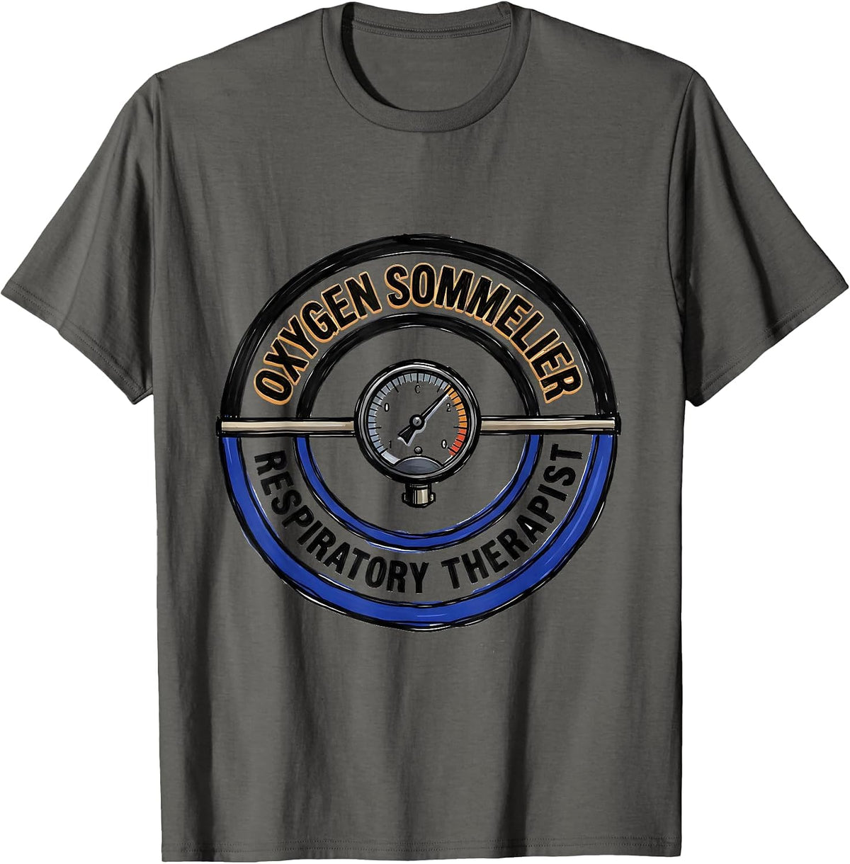 Men's Oxygen Sommelier Respiratory Therapist Occupational Pride T-Shirt - Asphalt Grey