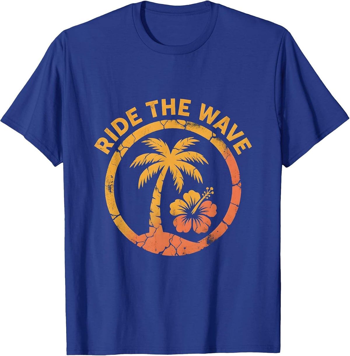 Ride the Wave Navy Ocean Surf Design T-Shirt - Royal Blue