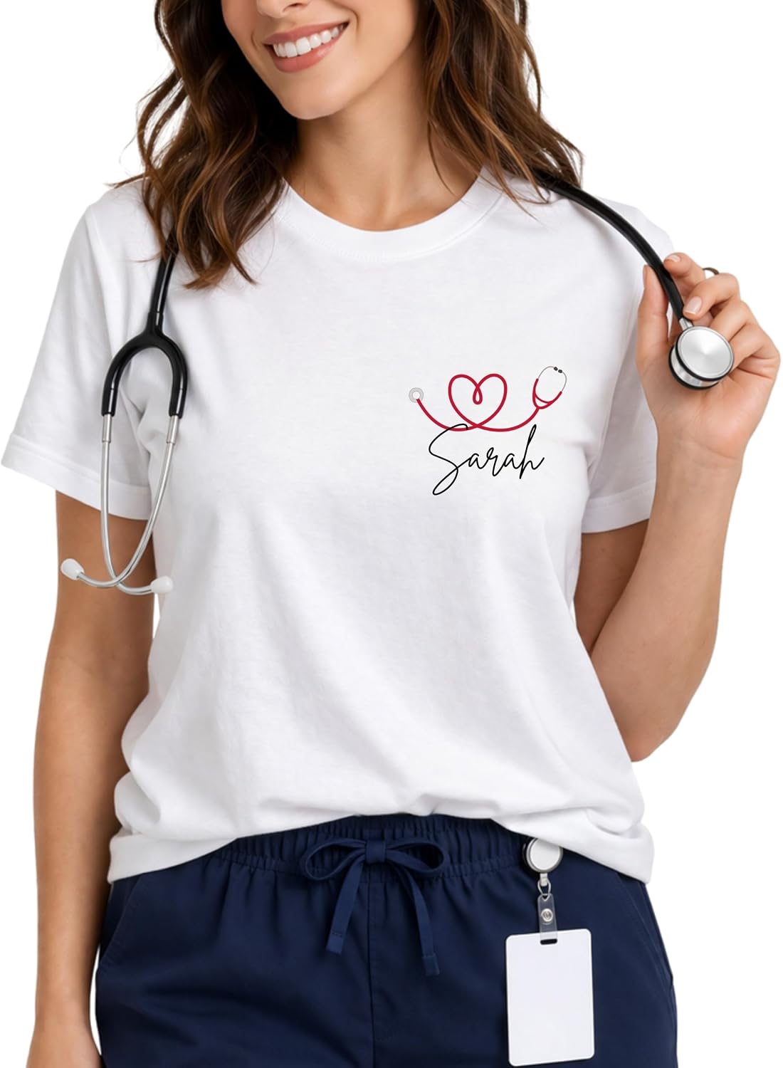 Custom RN Registered Nurse Shirt - Personalized Nurse T-Shirts with Name, Nurses Day Nurses Week Gift Women, Cute Nursing