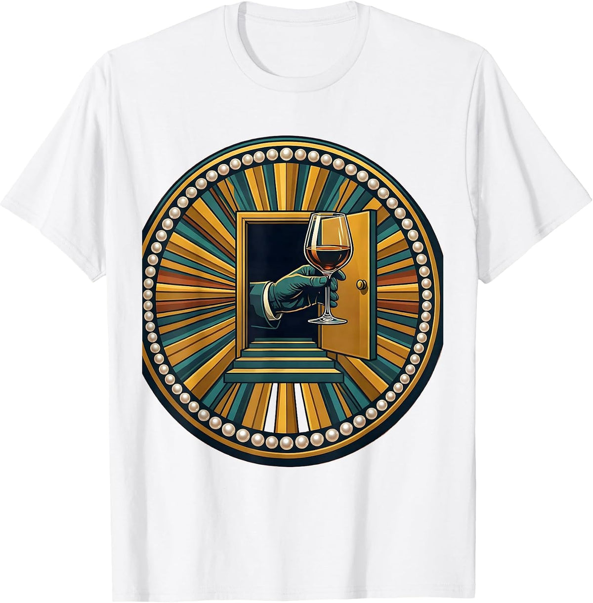 Men's Speakeasy Badge Roaring 20s Party Costume Glam T-Shirt - White