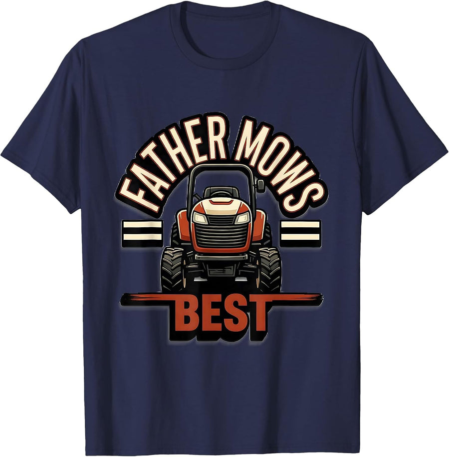 Father Mows Best Funny Lawn Mower Dad Gift for Papaw T-Shirt - Navy Blue