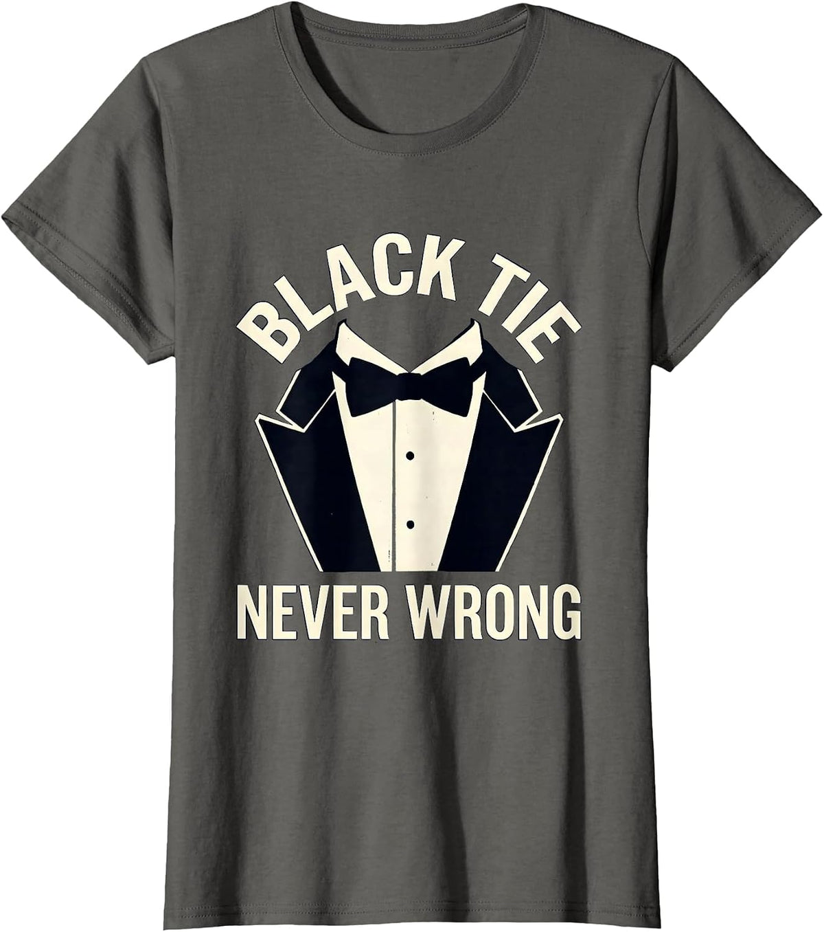 Women's Black Tie Never Wrong Tuxedo Formal Style Design T-Shirt - Asphalt Grey
