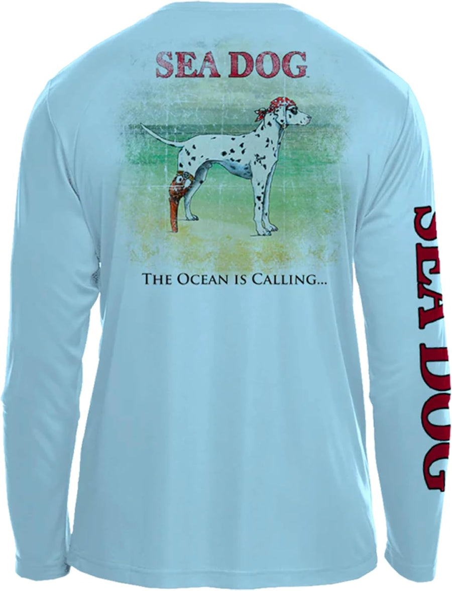 SEA DOG The Ocean is Calling UPF50 UV Sun Protection Long Sleeve Shirt 100% Microfiber Polyester - Designed & Printed in USA