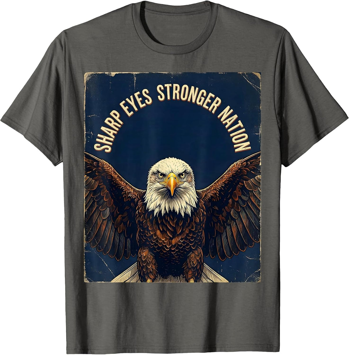 Men's Eagle Eyed Veteran Bald Eagle Veterans Day Design T-Shirt - Asphalt Grey