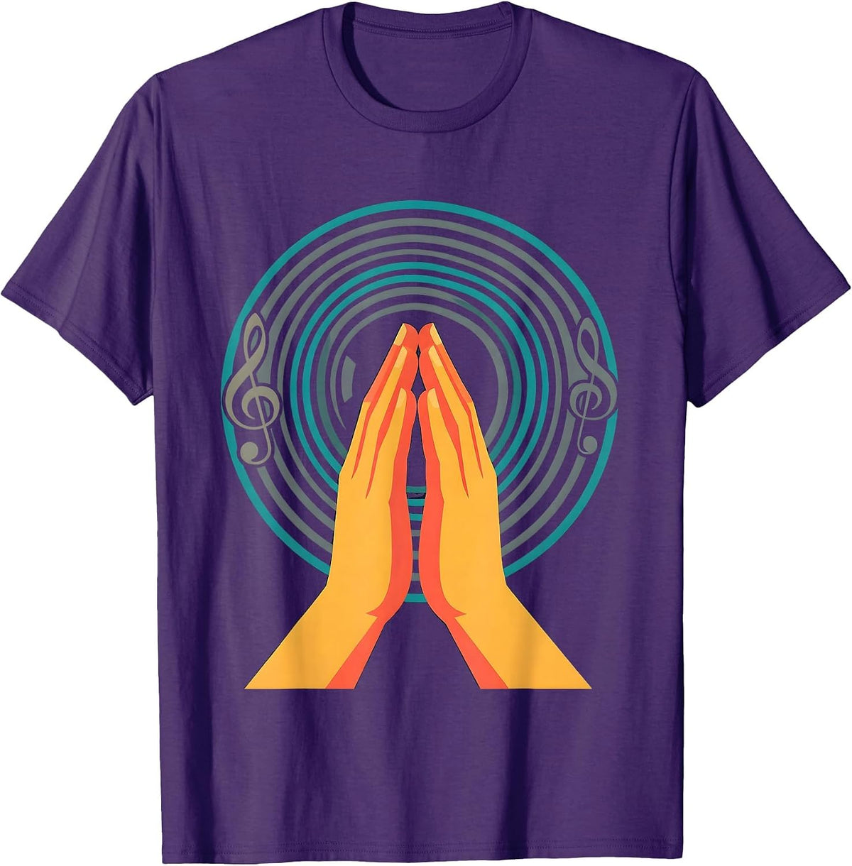 Music Teacher Clapping Hands Sound Wave Graphic T-Shirt - Purple