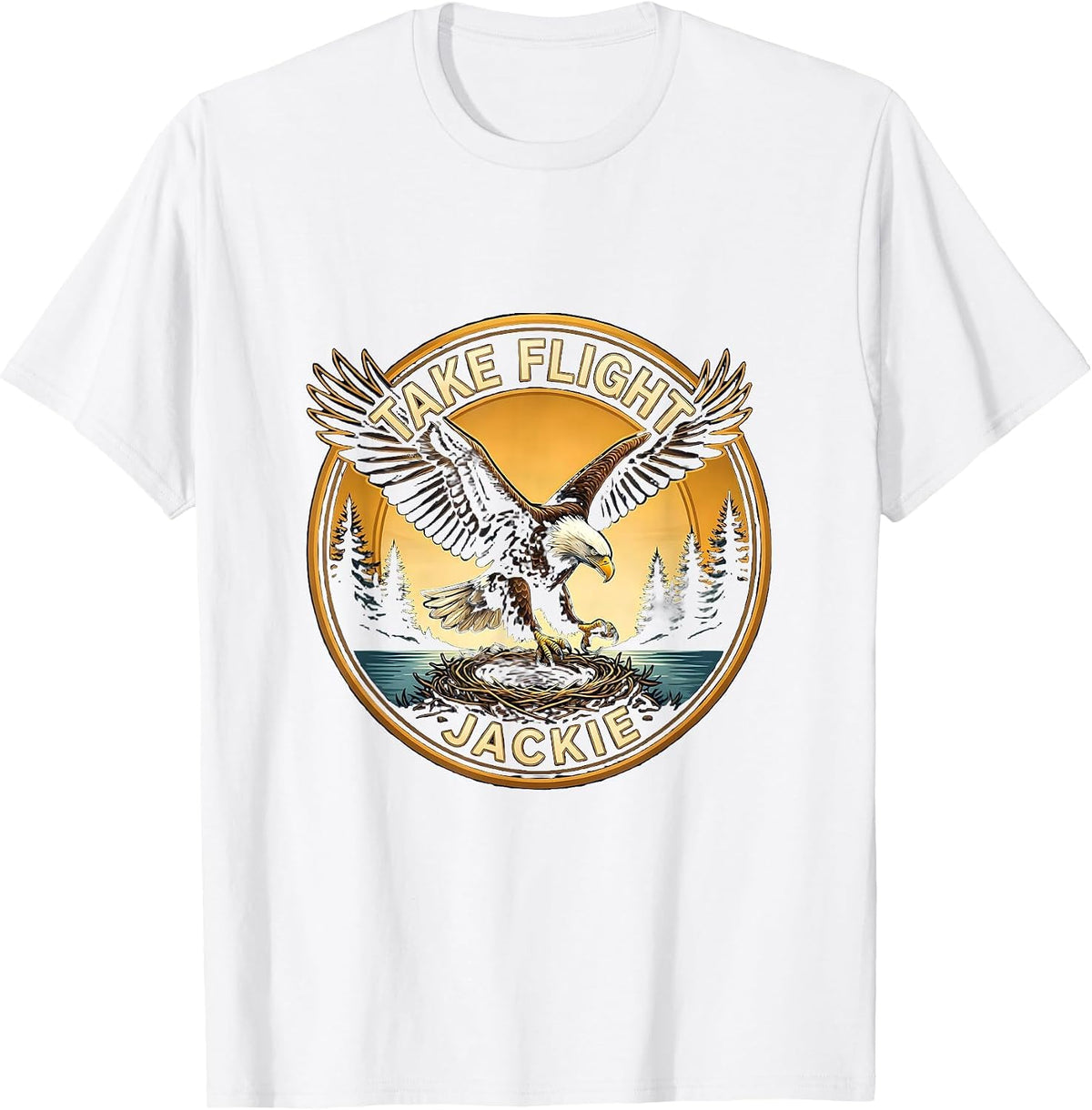 Men's Take Flight Jackie Bald Eagle Memorial Big Bear Lake Nature T-Shirt - White