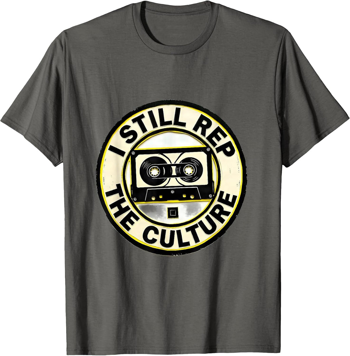 Men's I Still Rep The Culture Stencil Graphic Hip Hop Rap T-Shirt - Asphalt Grey