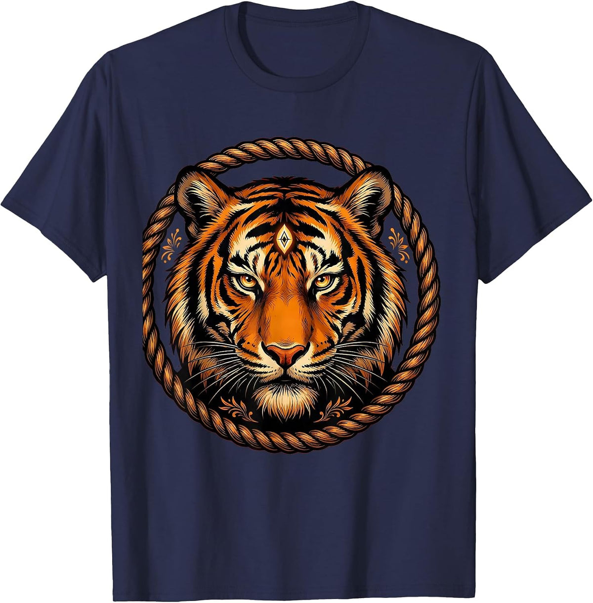 Men's Third Eye Tiger Mystical Wild Cat Graphic T-Shirt - Navy Blue