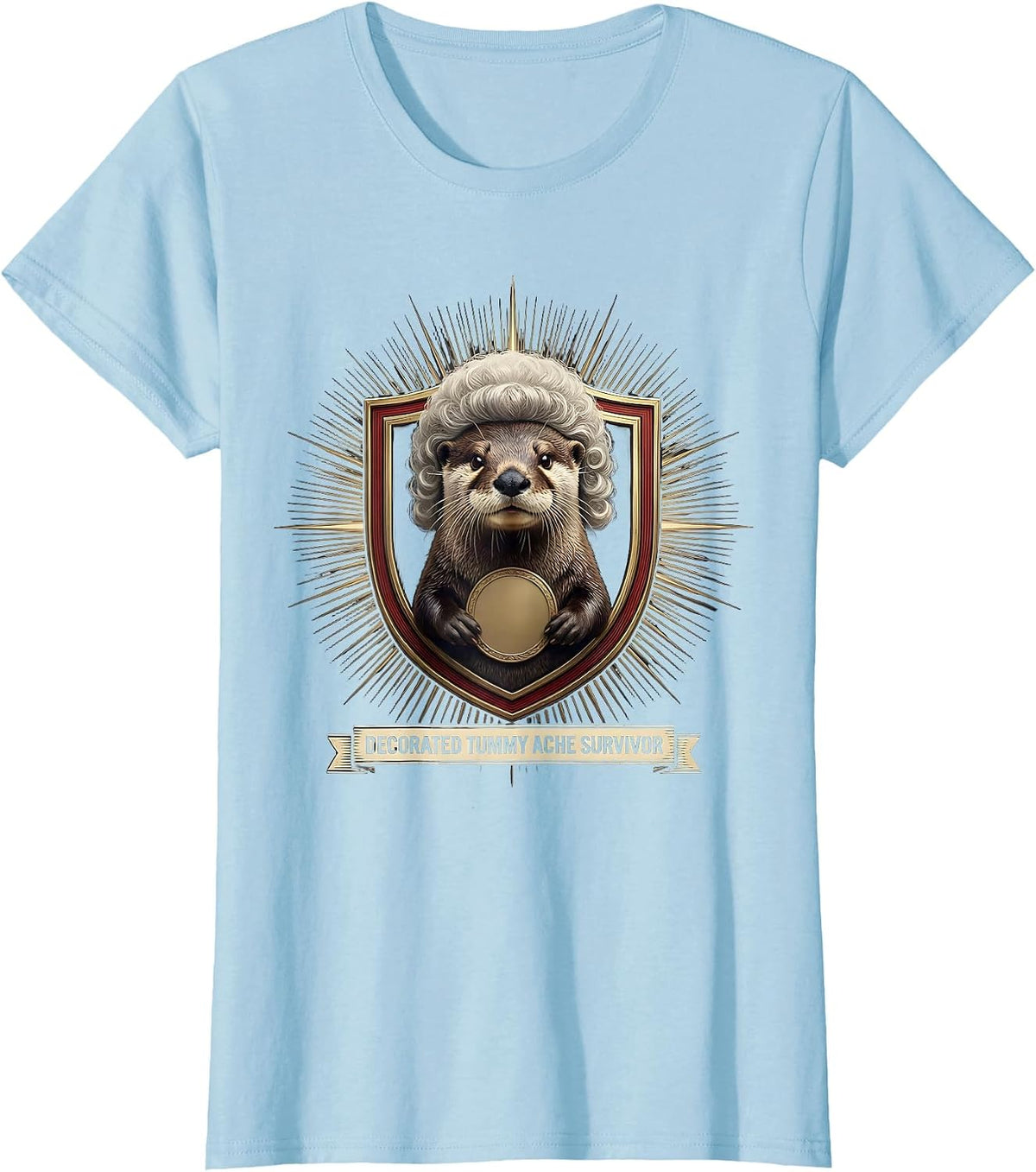 Decorated Tummy Ache Survivor Funny Animal Meme Humor T-Shirt - Baby Blue