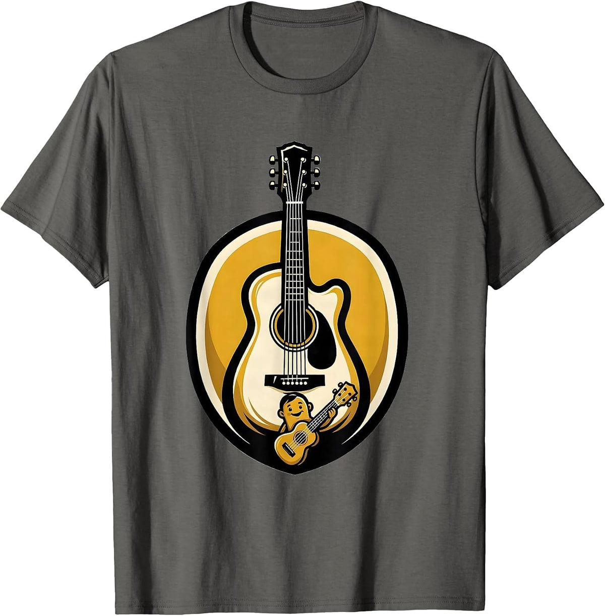 Men's Musician Dad Guitar Parent Child Humor Gift T-Shirt - Asphalt Grey