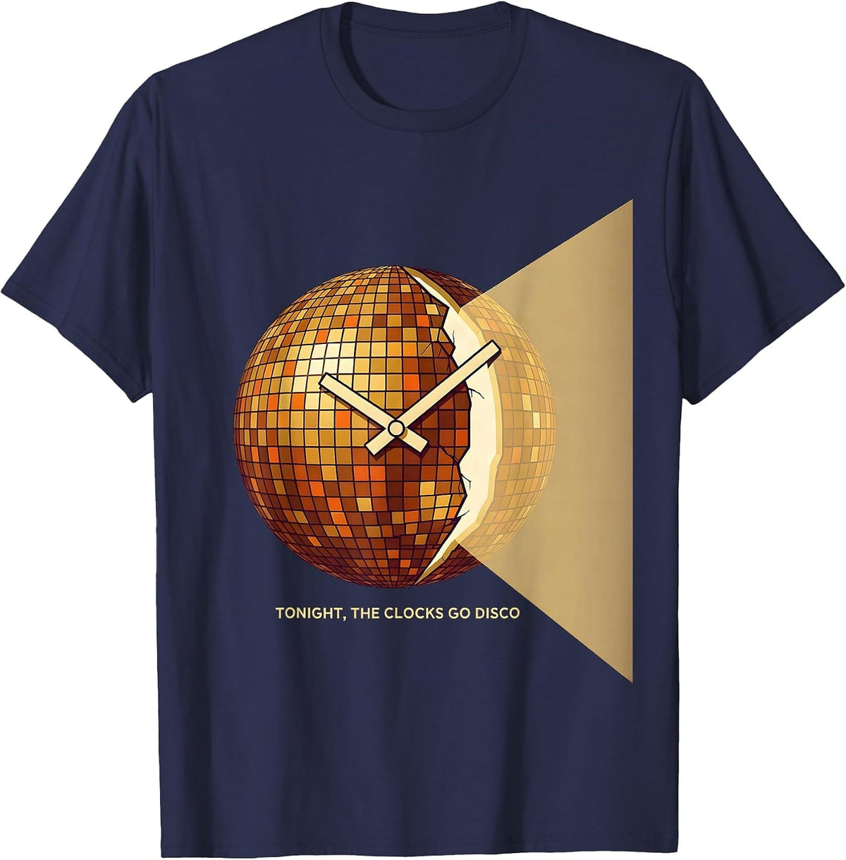Tonight, The Clocks Go Disco Retro 70s Disco Party Costume T-Shirt - Navy Blue