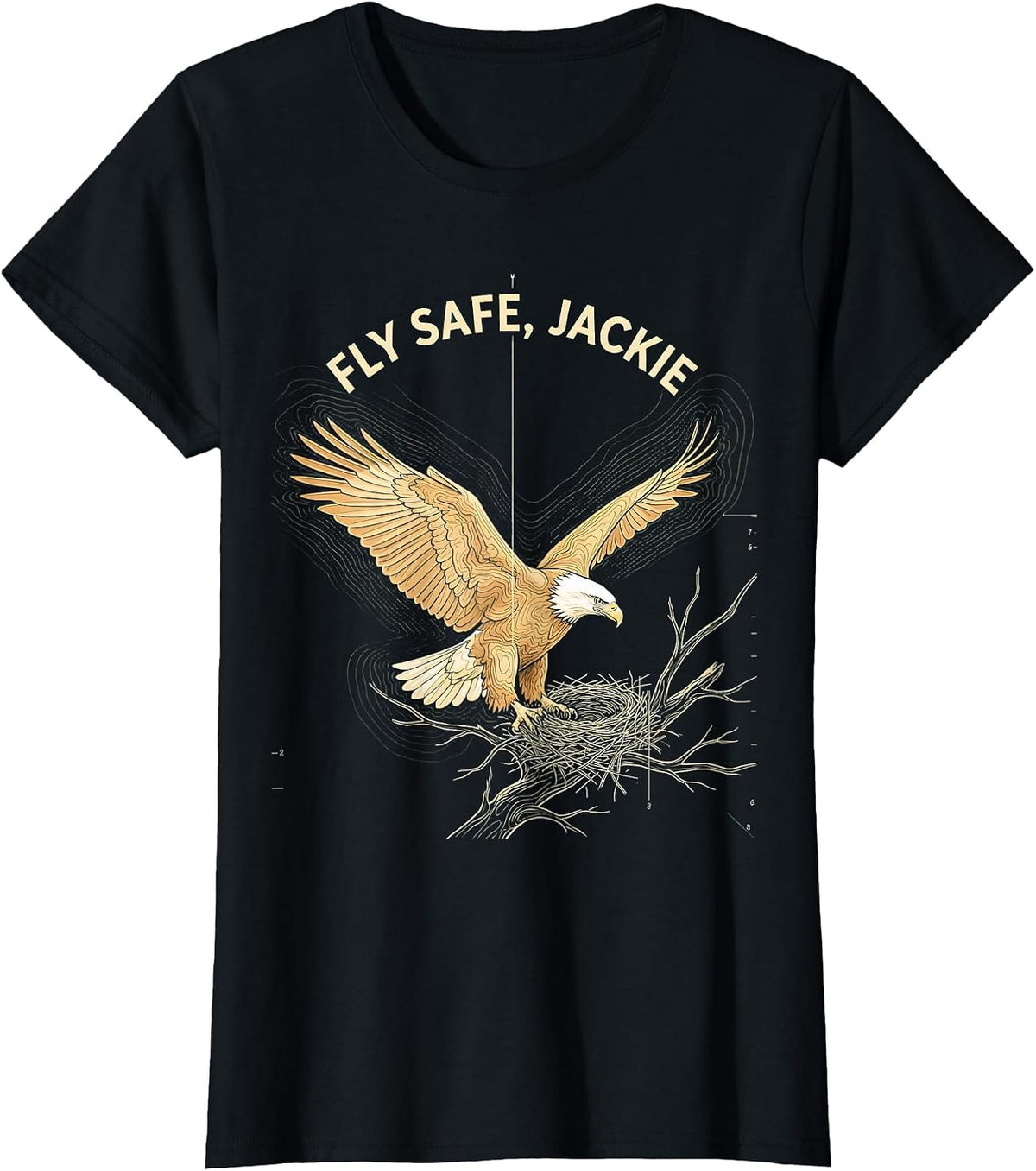 Fly Safe, Jackie Memorial Tribute Bald Eagle Nature Lover T-Shirt - Black