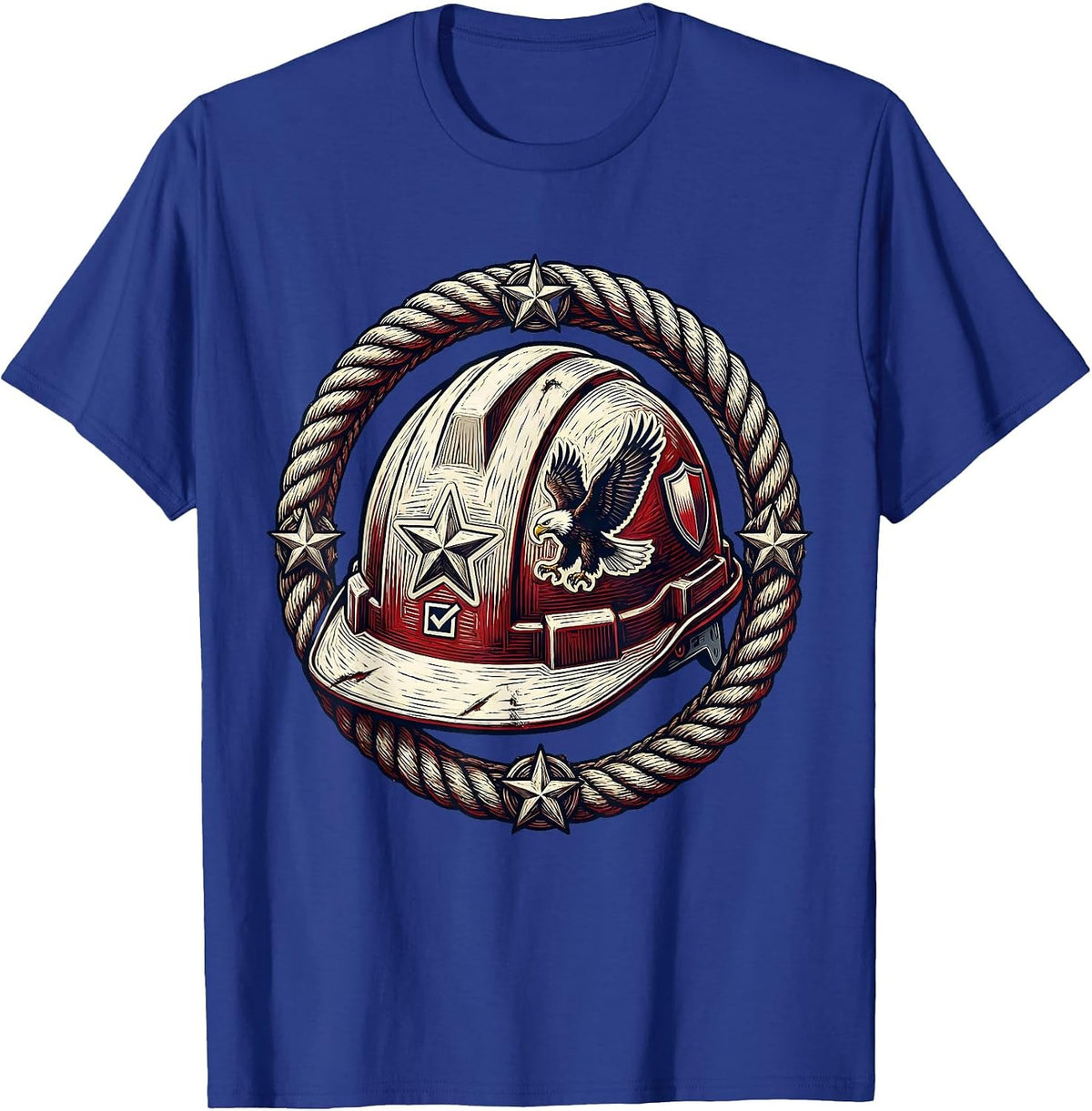 Men's Patriotic Hard Hat Voting Labor Day Graphic T-Shirt - Royal Blue