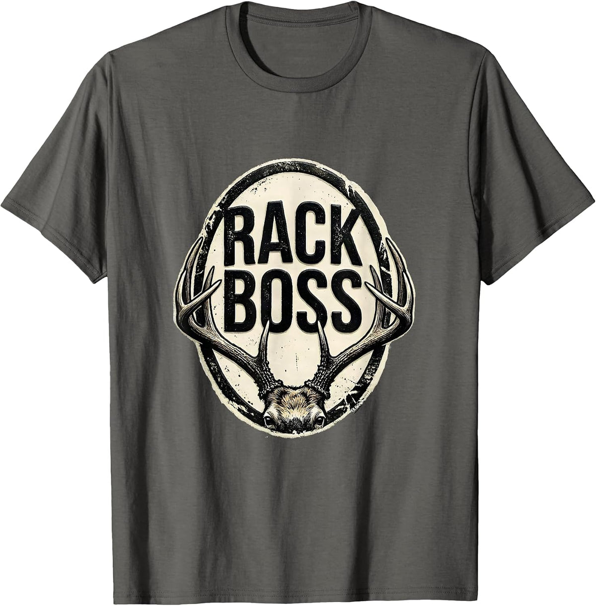 Rack Boss Funny Deer Hunting Hunter Dad Gift T-Shirt - Asphalt Grey