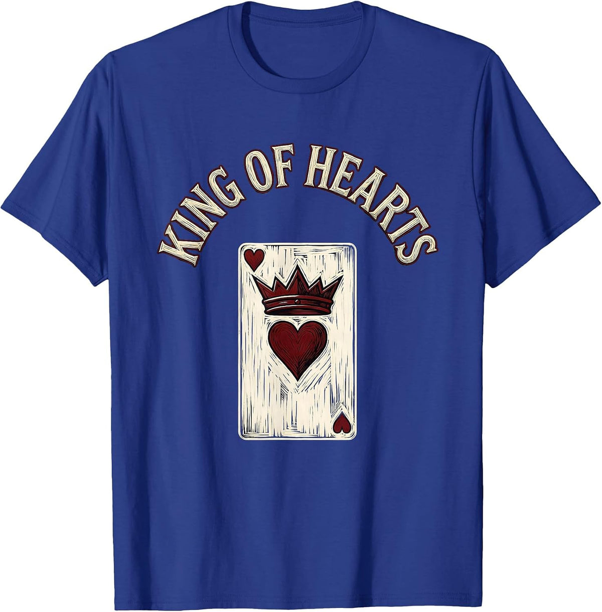 Men's King of Hearts Funny Poker Couple Halloween Matching Costume T-Shirt - Royal Blue