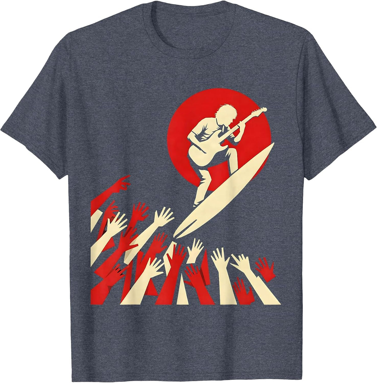 Crowd Surfer Band Graphic Music Fan Design T-Shirt - Heather Blue