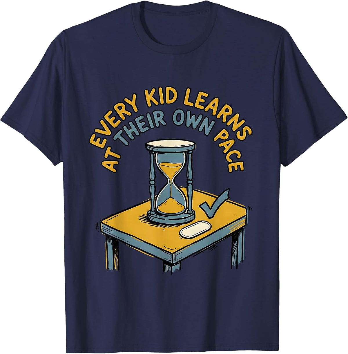 Men's Every Kid Learns At Their Own Pace Special Education Teacher T-Shirt - Navy Blue