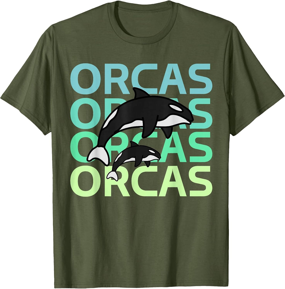 Graphic Team Orcas Protect Orca Whale sea T-Shirt - Olive Green