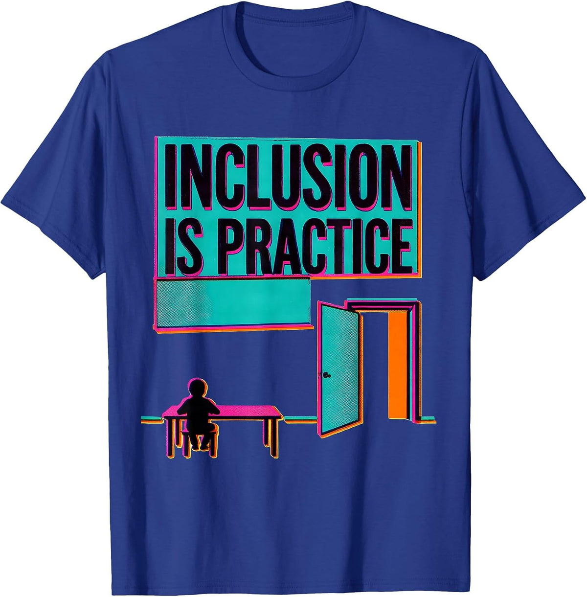 Men's Inclusion Is Practice Risograph Special Education Teacher T-Shirt - Royal Blue