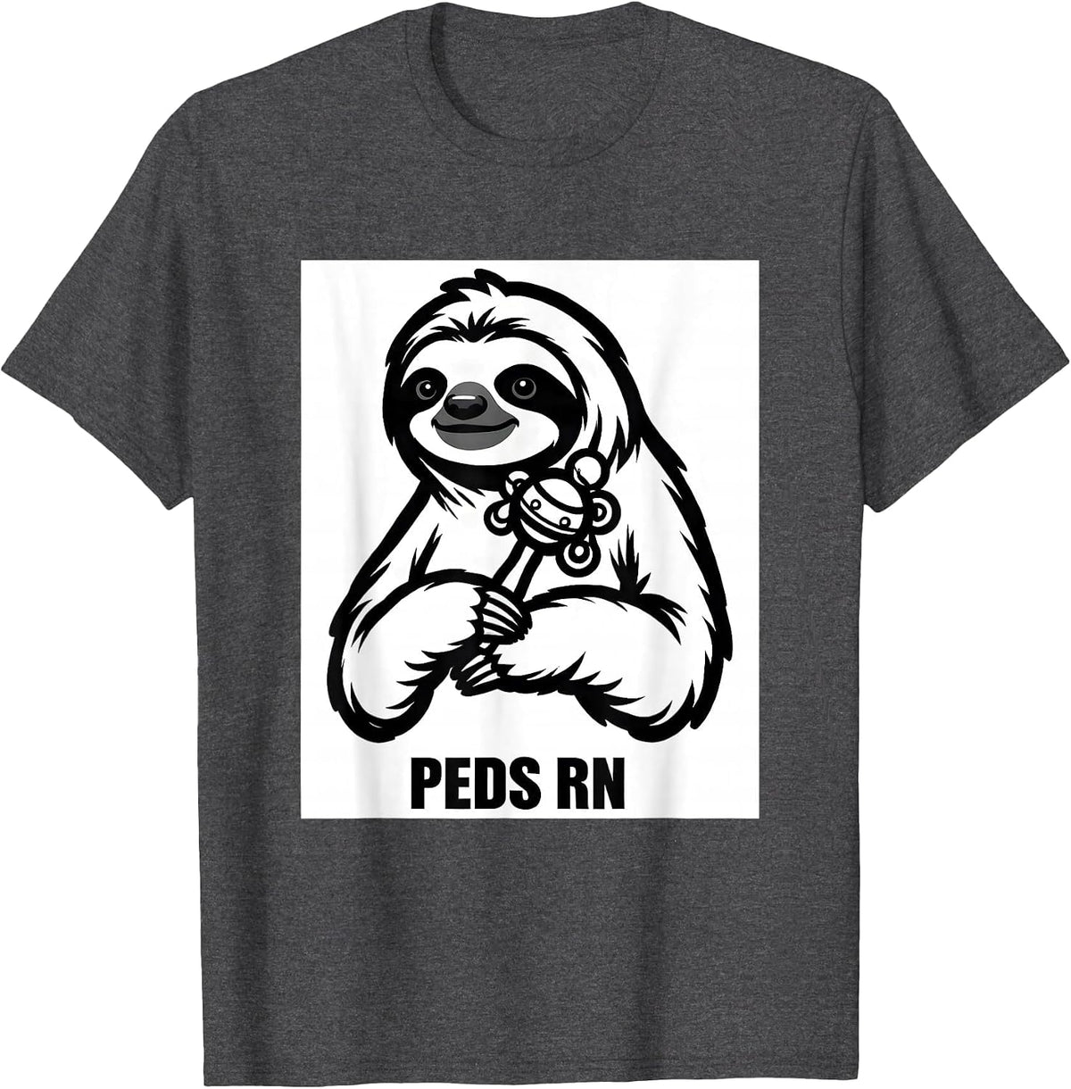 Men's PEDS RN Cute Sloth Pediatric Nurse Practitioner NICU PICU T-Shirt - Dark Heather Grey