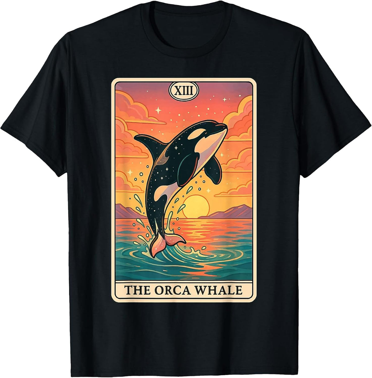 The Orca Whale Tarot Card T-Shirt - Black