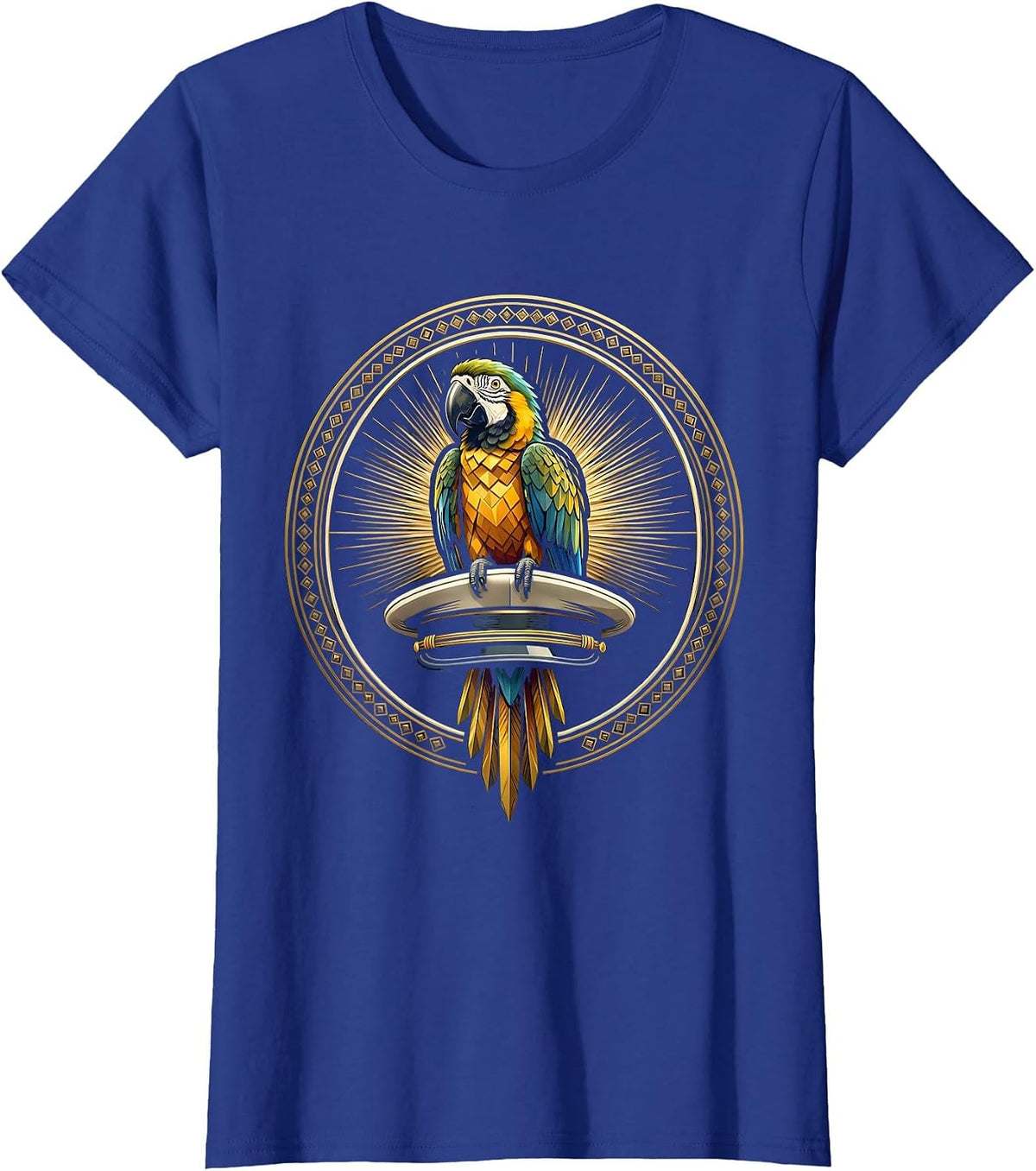 Women's Parrot on Captain's Hat Cruise Design T-Shirt - Royal Blue