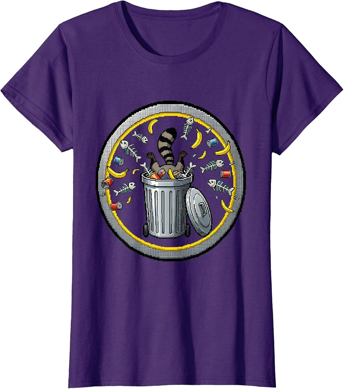 Women's Raccoon Dumpster Dive Funny Trash Panda Graphic T-Shirt - Purple