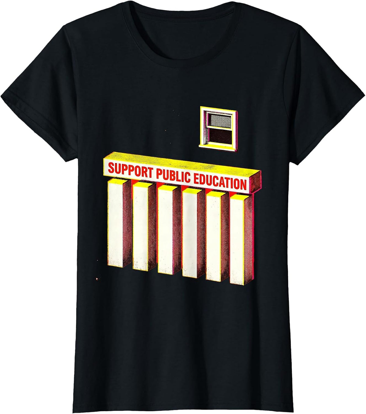 Support Public Education Risograph Teacher Red For Ed T-Shirt - Black