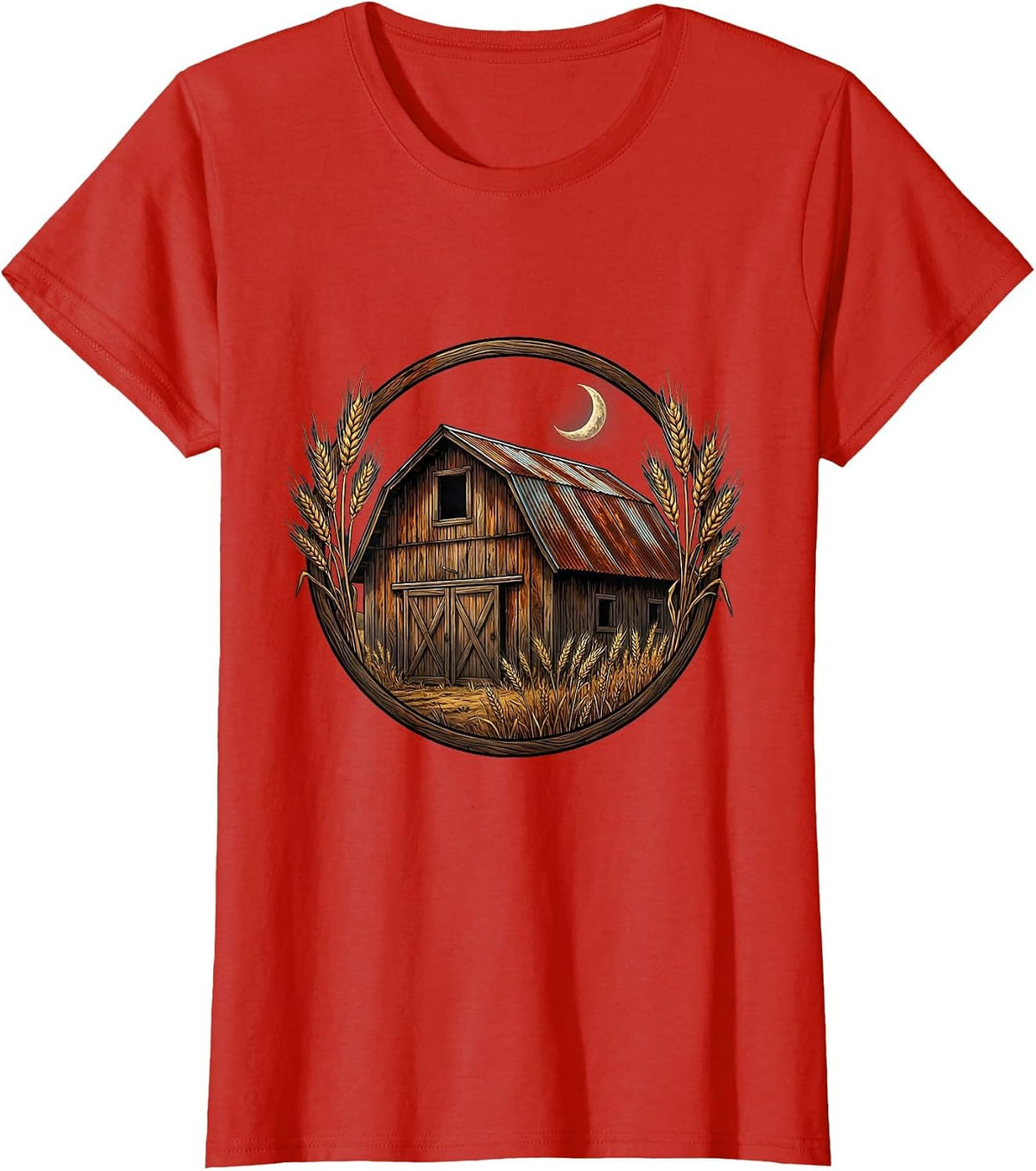 Weathered Barn Rustic Country Music Graphic T-Shirt - Red