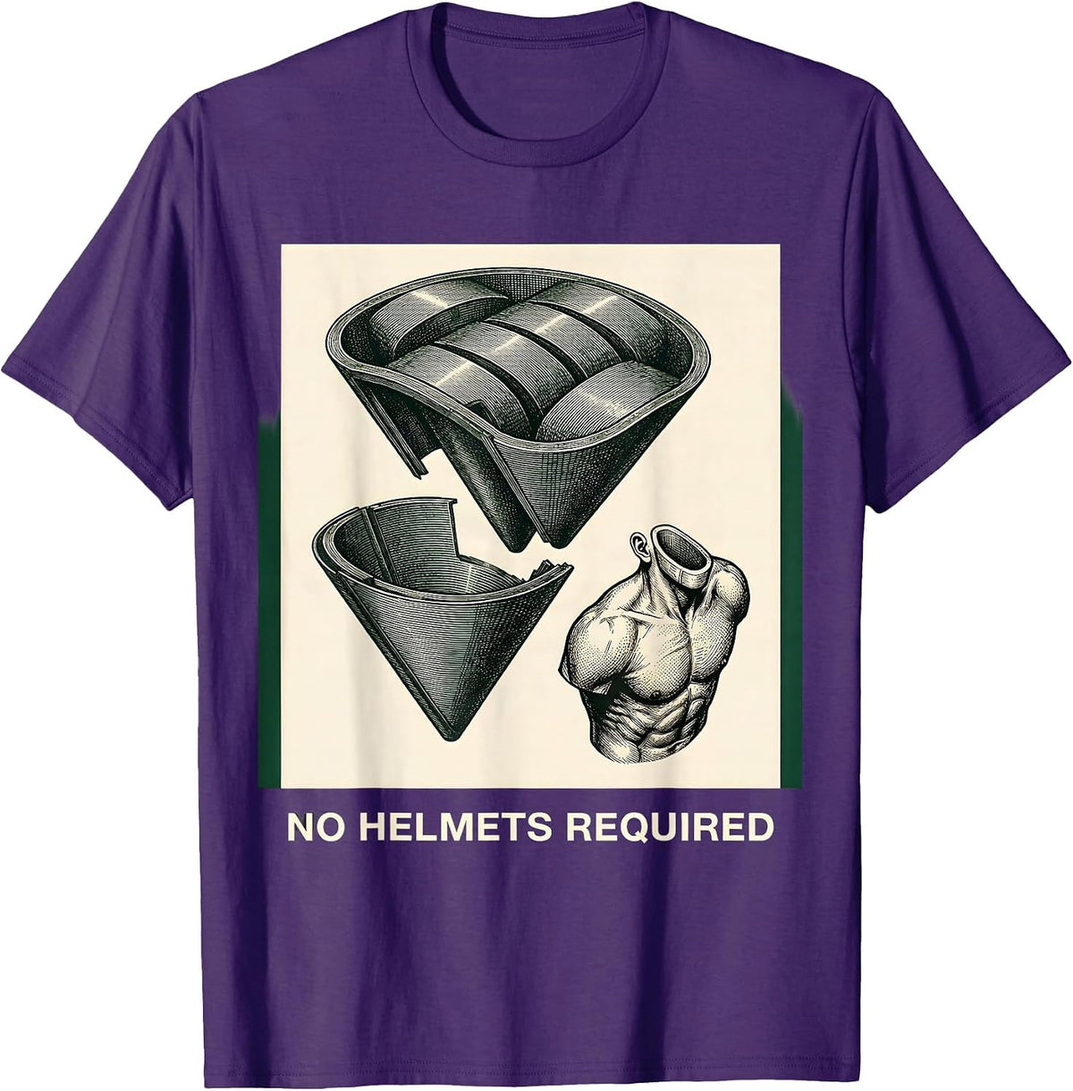No Helmets Required Crosshatch Etching South African Bokke T-Shirt - Purple