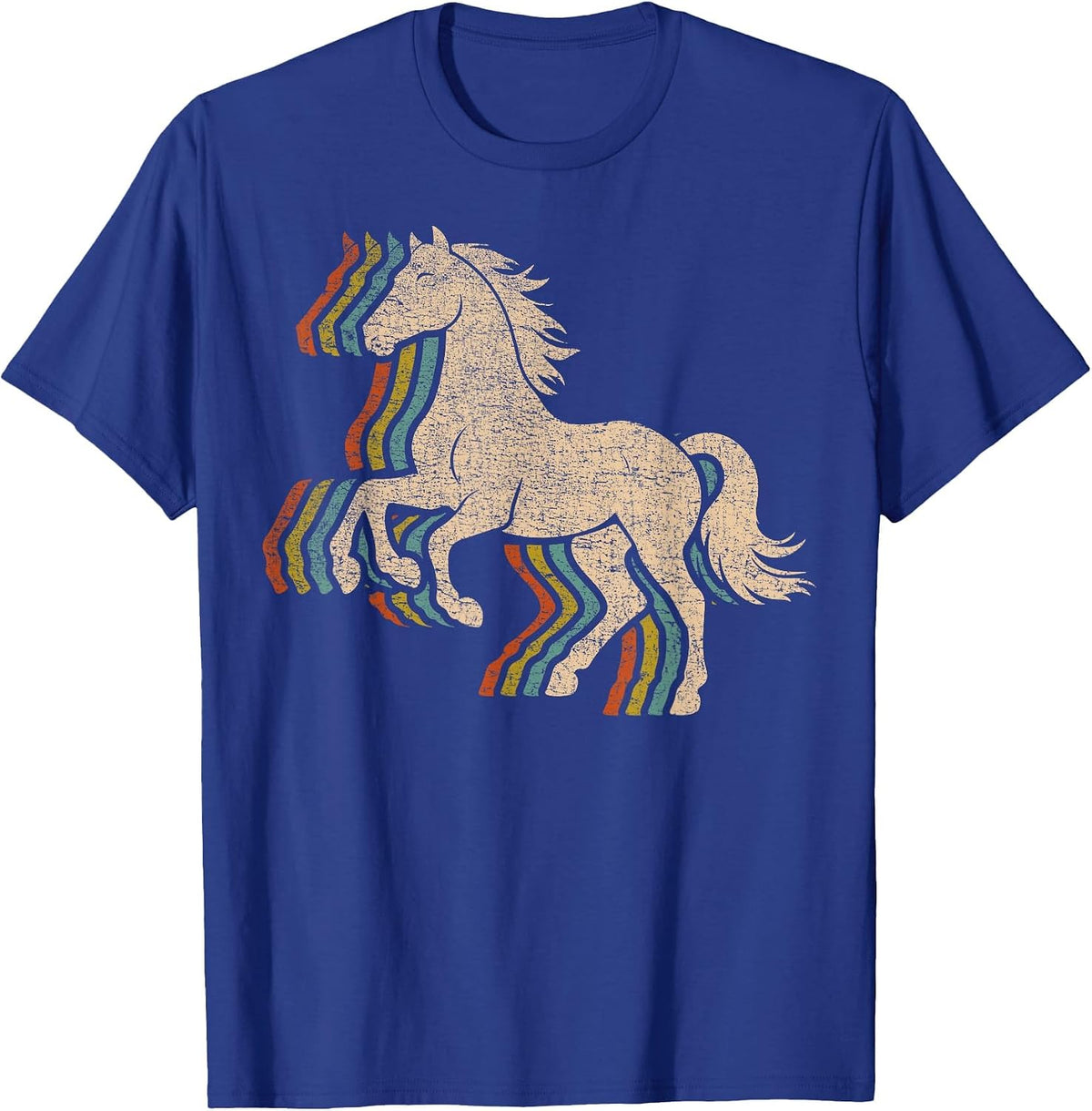Horse Distressed Vintage Retro Graphic Equestrian #25D10 T-Shirt - Royal Blue