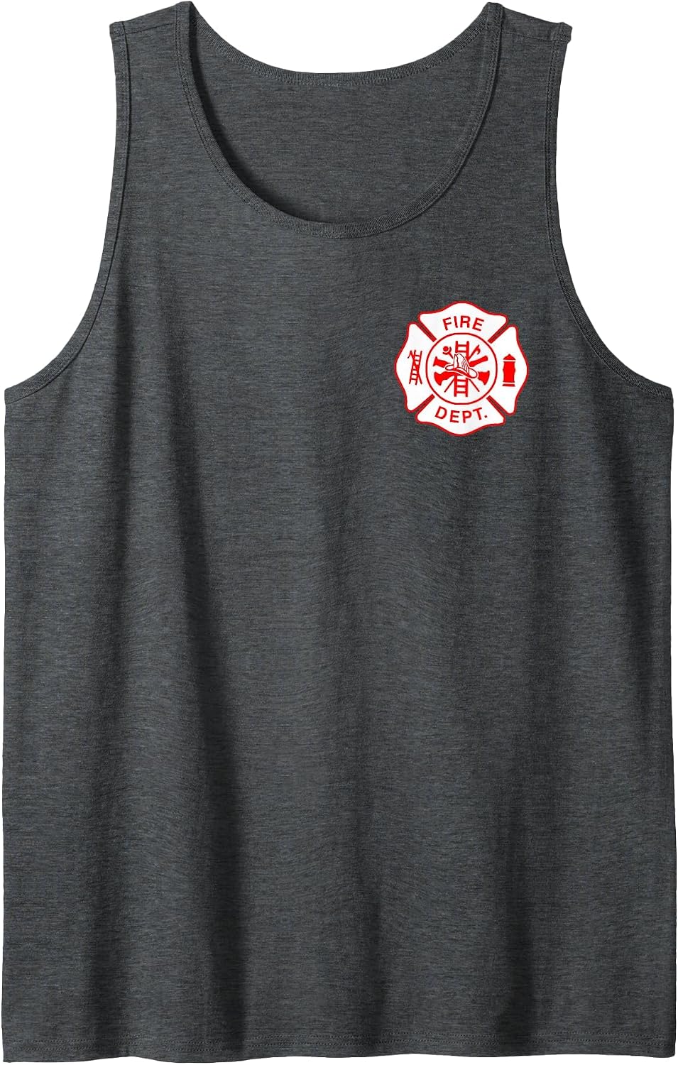 Fire Department Maltese Cross Firefighter Sleeveless Tank Top - Dark Heather Grey