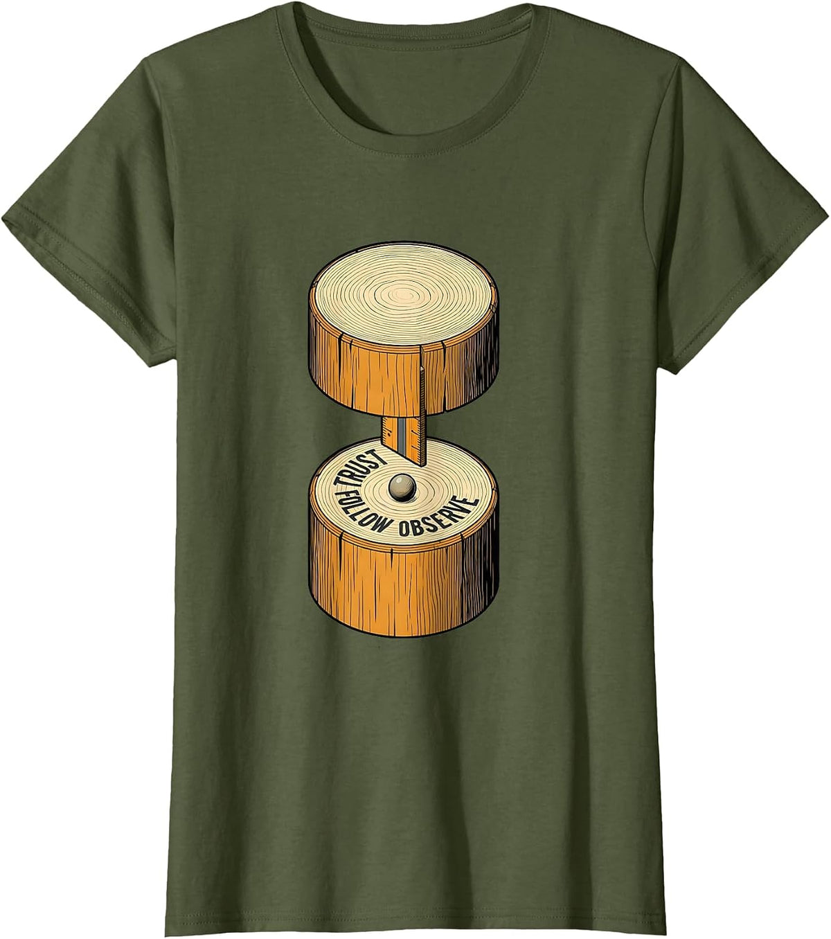 Women's Trust Follow Observe Montessori Teacher Philosophy Pride T-Shirt - Olive Green