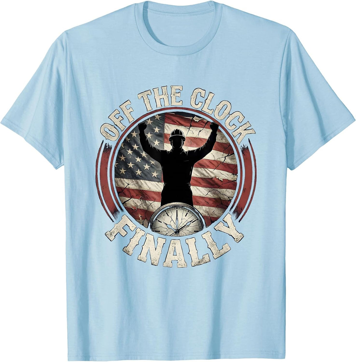 Men's Off the Clock Labor Day Happy Weekend Design T-Shirt - Baby Blue