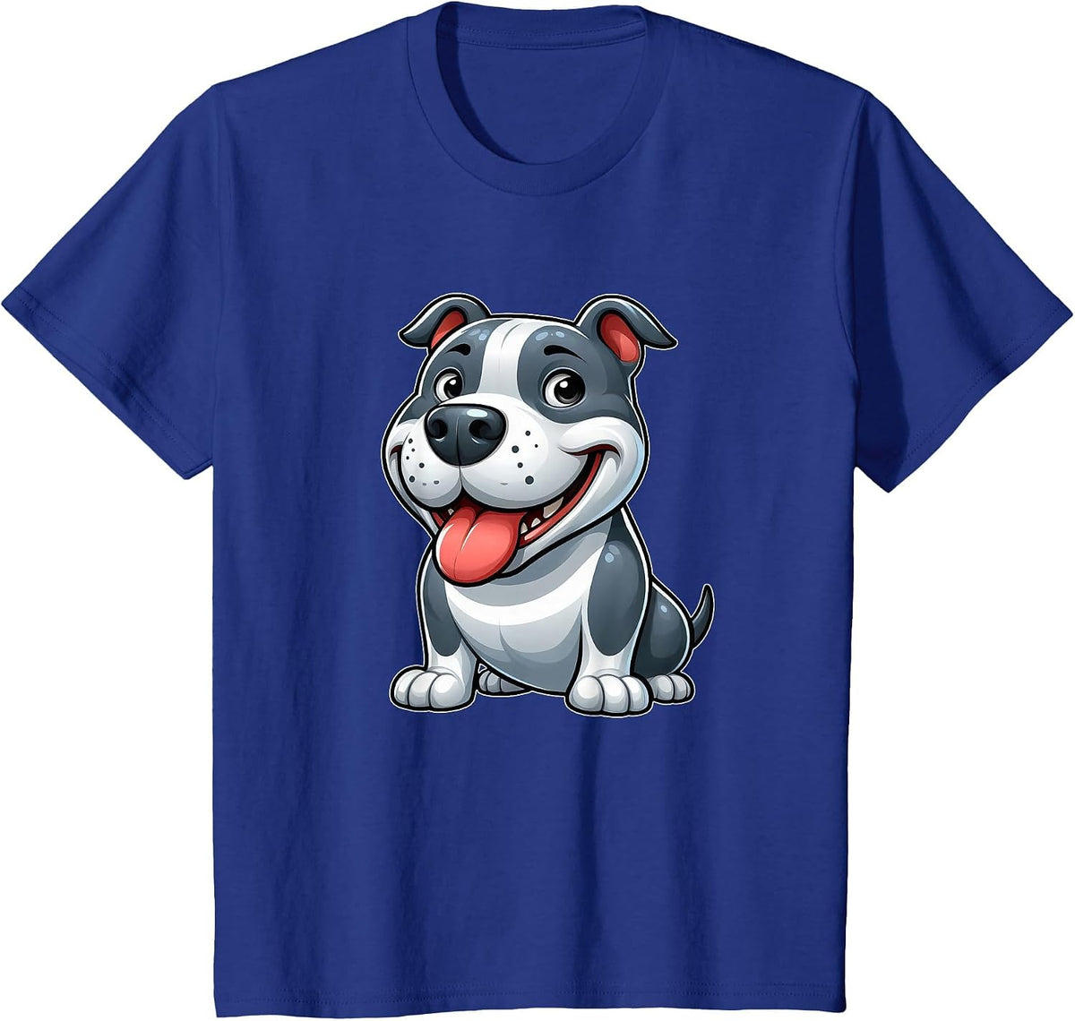 Cute Cartoon American Staffordshire Terrier T-Shirt - Royal Blue