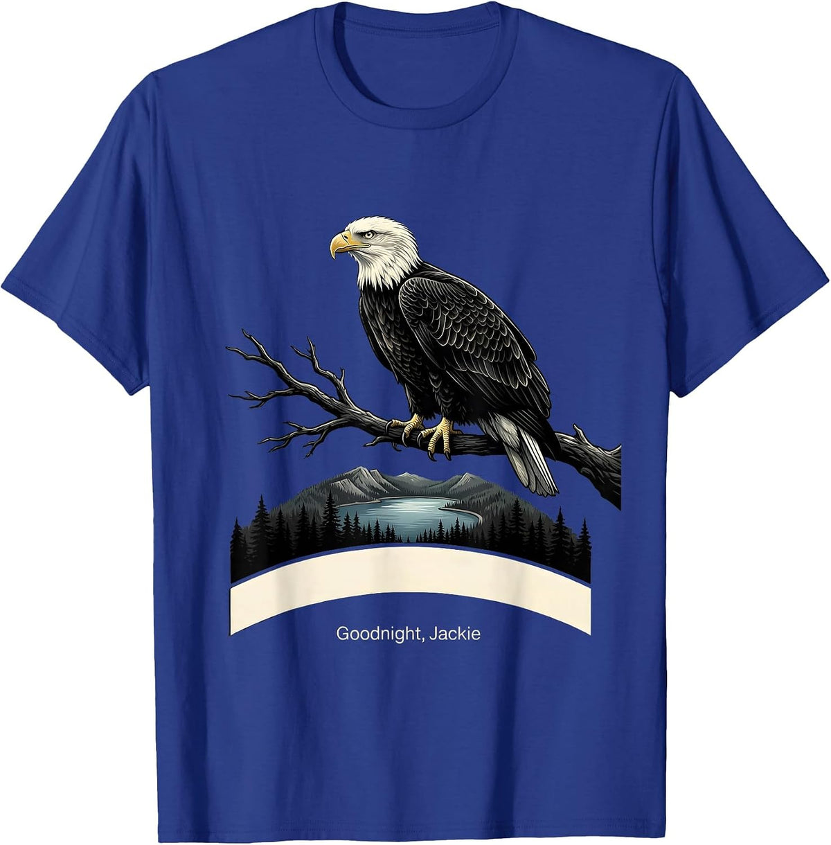 Men's Goodnight, Jackie Memorial Bald Eagle Tribute Wildlife T-Shirt - Royal Blue