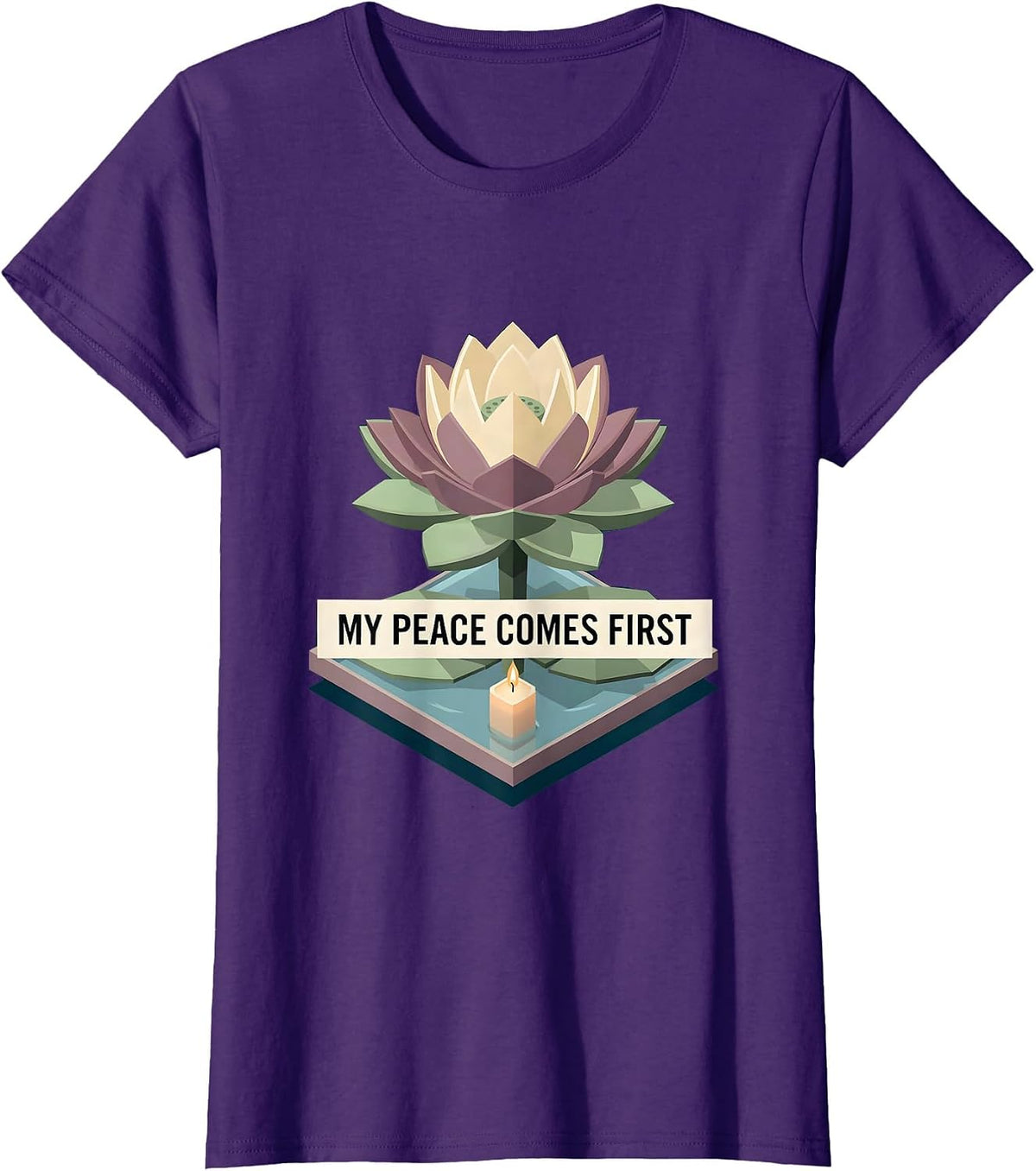 Women's My Peace Comes First Mental Health Design T-Shirt - Purple