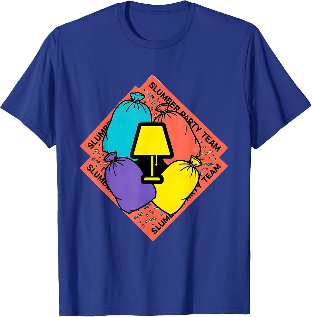 Men's Slumber Party Team Memphis Postmodern Matching Squad T-Shirt - Royal Blue